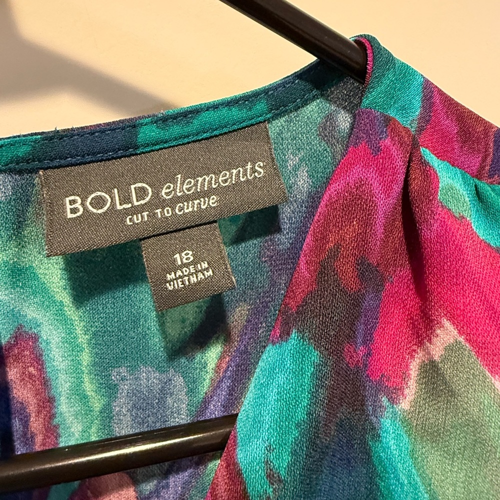 BOLD elements Vibrant Teal and Magenta Long Sleeve Dress - Picture 3 of 7